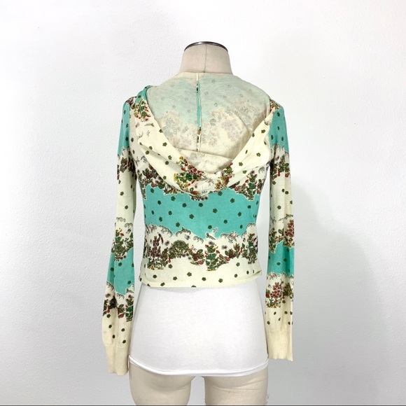 Anthropologie- MOTH Cream Print Crop Hoodie XS - Picture 6 of 13